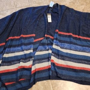 NWT BCBG STRIPED KNIT PONCHO O/S